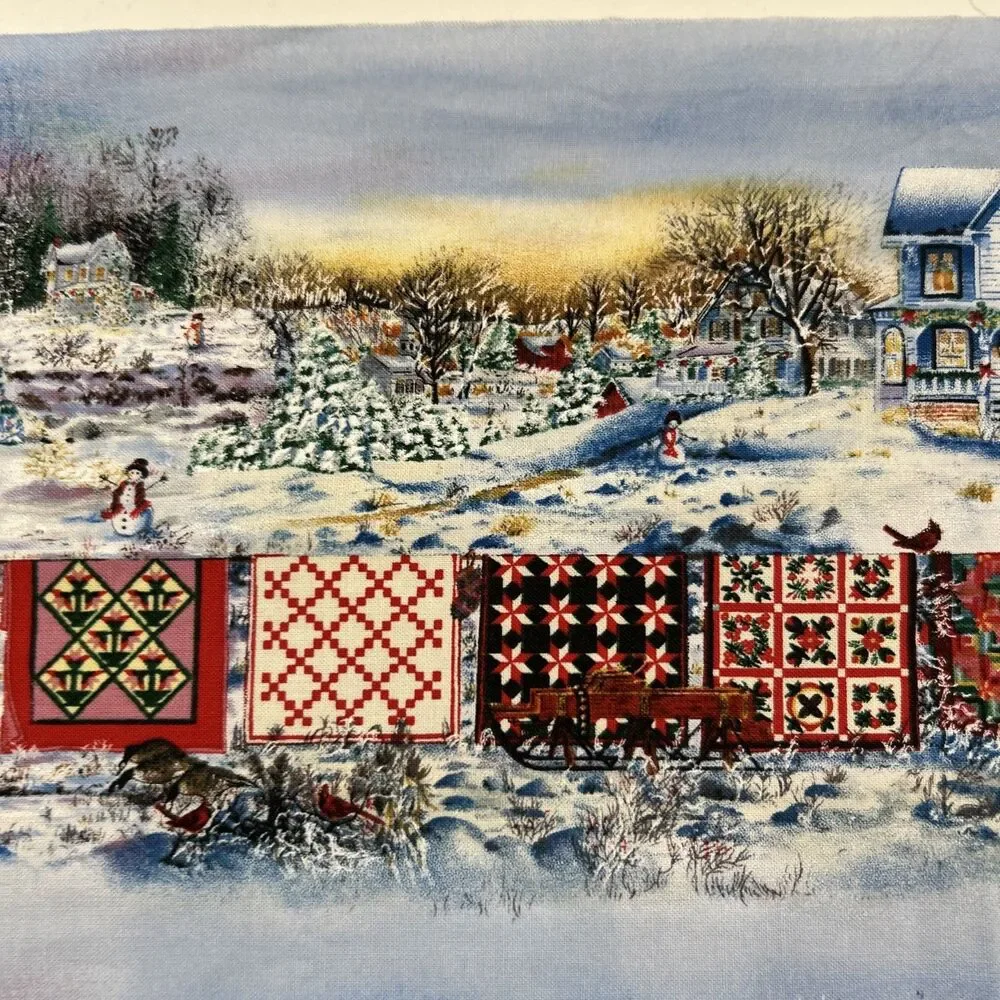 Holiday Airing Cotton Quilting Fabric Diane Phalen Winter Country Scenes 39 X 40
